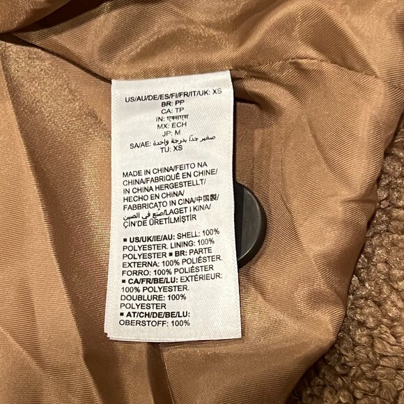 Daily Ritual Oversized Teddy Coat, NWT, Tan, XS - Picture 6 of 10